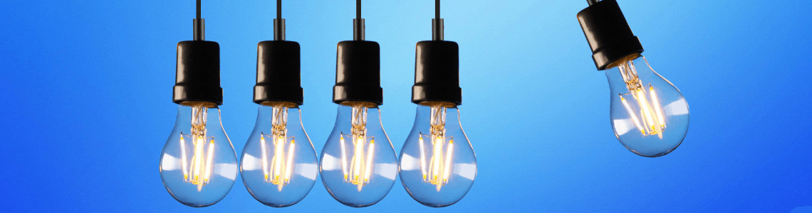line of lightbulbs